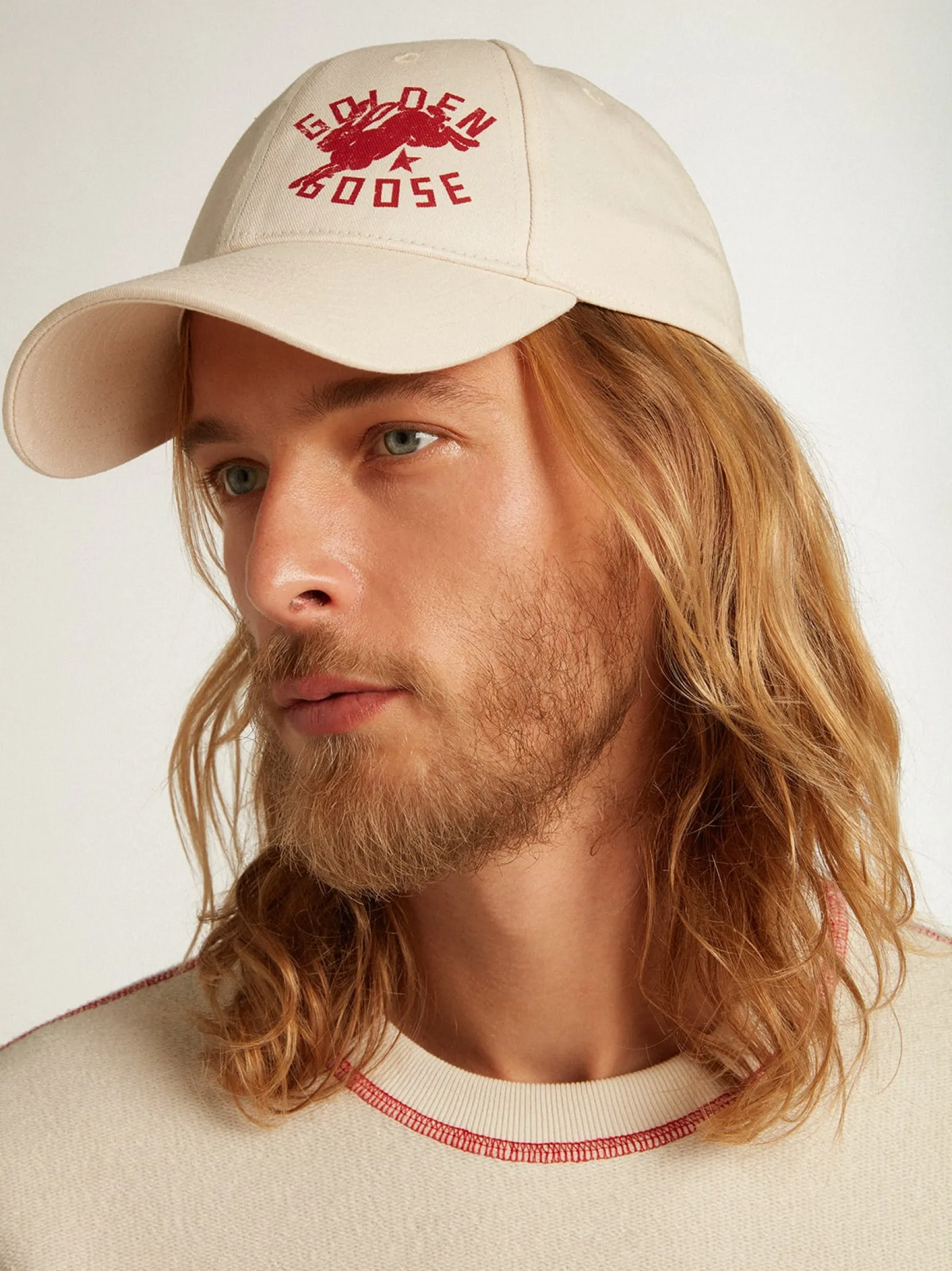 Hot Golden Goose Boné de basebol na cor branco heritage com logo CNY Cor: branco heritage
