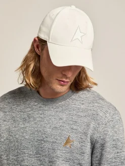 Cheap Golden Goose Boné de beisebol branco com estrela Cor: branco papiro