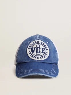 Clearance Golden Goose Boné vintage de algodão azul com tela branca e patch na frente Cor: azul vintage