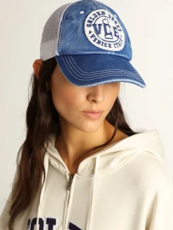 Clearance Golden Goose Boné vintage de algodão azul com tela branca e patch na frente Cor: azul vintage