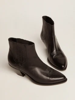 Sale Golden Goose Bota Sunset feminina de couro preto Cor: preto