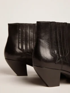Sale Golden Goose Bota Sunset feminina de couro preto Cor: preto