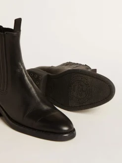 Hot Golden Goose Botas Chelsea Femininas de couro preto Cor: preto