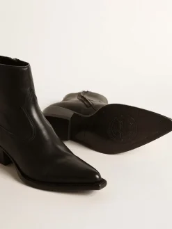 Cheap Golden Goose Botas Debbie femininas de couro preto Cor: preto