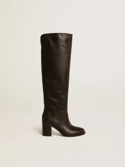 Flash Sale Golden Goose Botas Vivienne de cano alto de couro preto Cor: preto