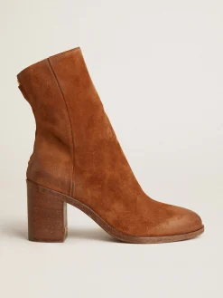 New Golden Goose Botas Vivienne de cano baixo de suede na cor conhaque Cabedal de suede cor conhaque