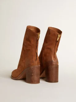 New Golden Goose Botas Vivienne de cano baixo de suede na cor conhaque Cabedal de suede cor conhaque
