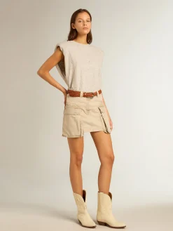 Discount Golden Goose Botas Wish Star cano baixo de couro na cor creme com estrela embutida Cor: creme