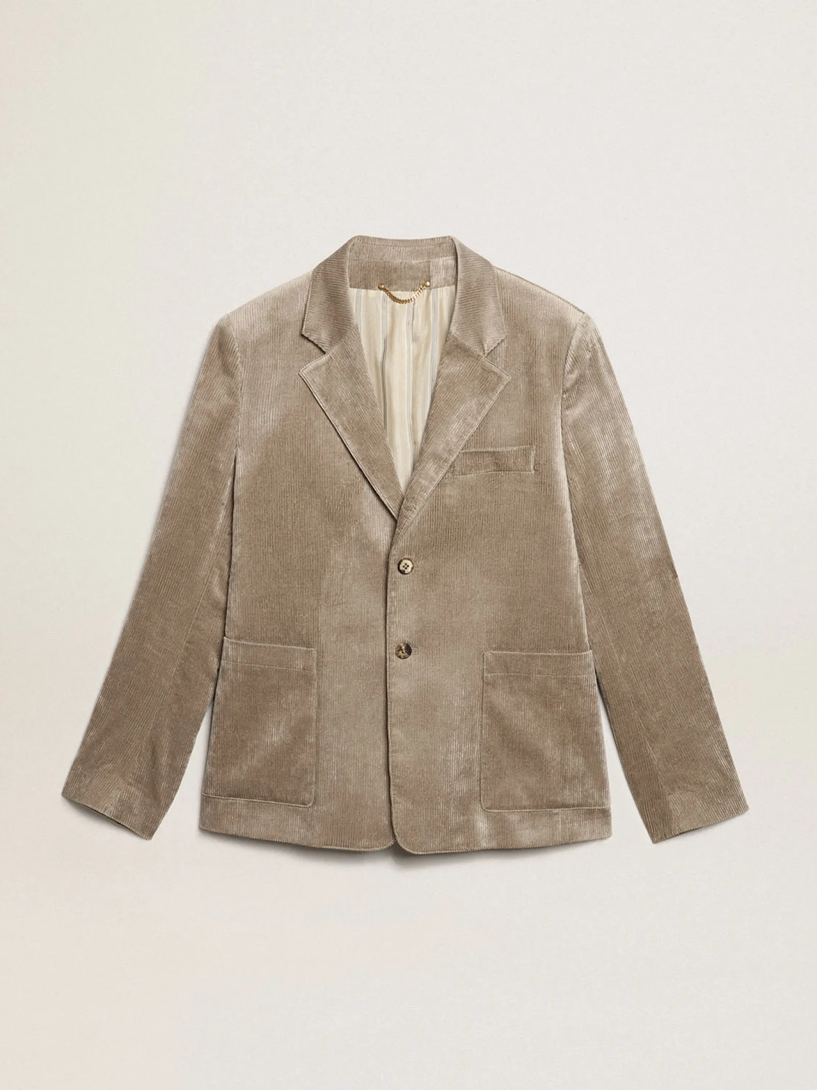 Discount Golden Goose Boxy-fit single-breasted blazer in cotton light beige