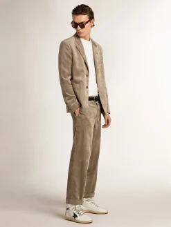 Discount Golden Goose Boxy-fit single-breasted blazer in cotton light beige