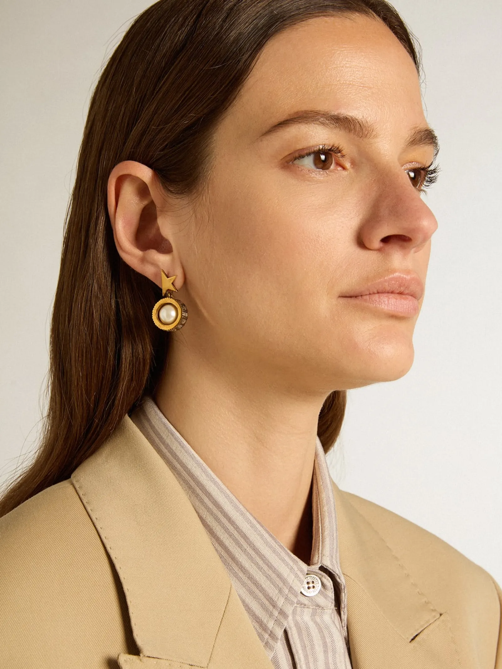 Discount Golden Goose Brincos com estrela dourada e pérola Brincos com pérola