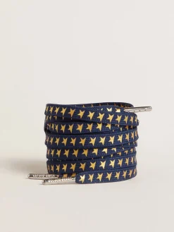Best Golden Goose Cadarços azul-marinho com estrelas douradas em contraste Cor: azul-marinho