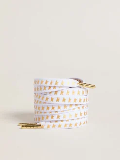 Hot Golden Goose Cadarços brancos com estrelas douradas Cor: branco
