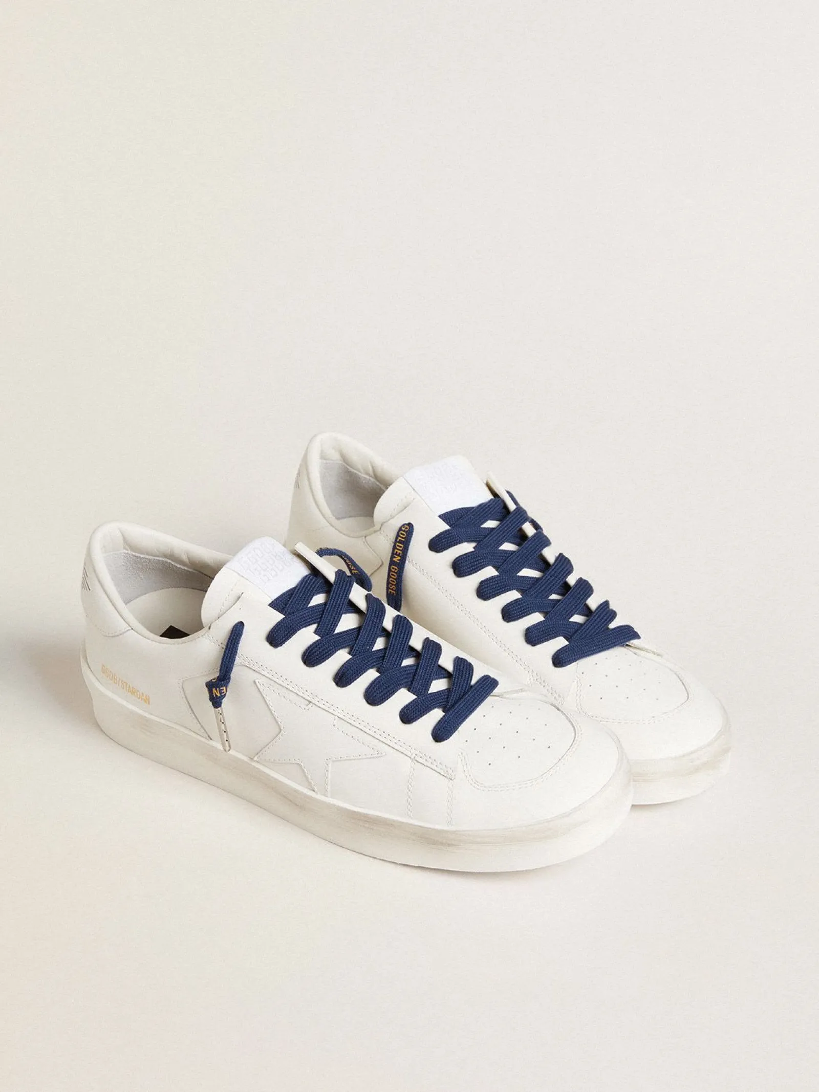 Hot Golden Goose Cadarços de algodão azul-marinho com logo dourado em contraste Cor: azul-marinho
