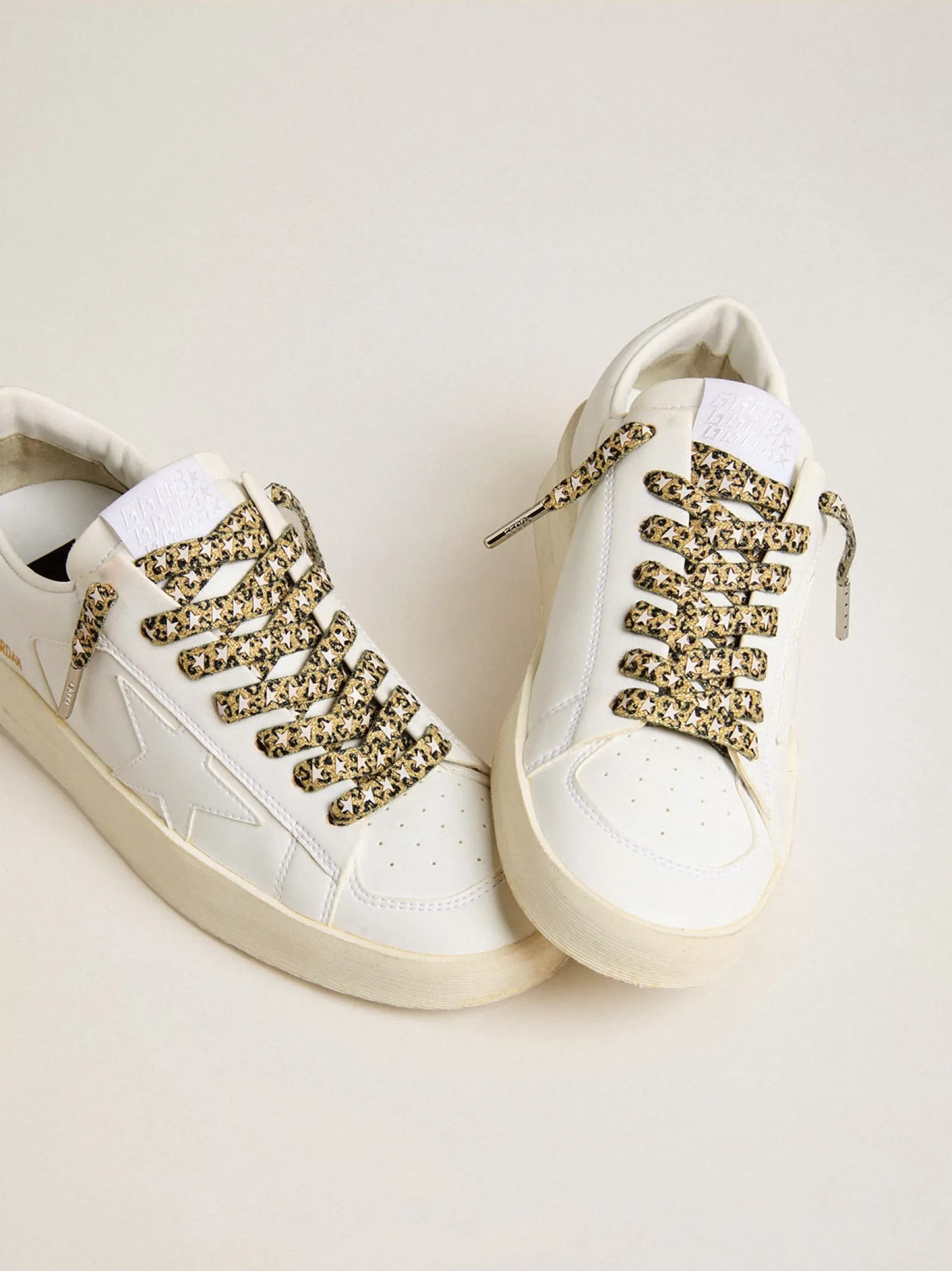 Outlet Golden Goose Cadarços de algodão com estampa de leopardo e estrelas brancas em contraste Cor: estampa de leopardo