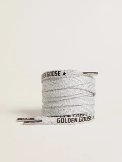 Shop Golden Goose Cadarços de algodão na cor gelo com logo preto em contraste Cor: gelo