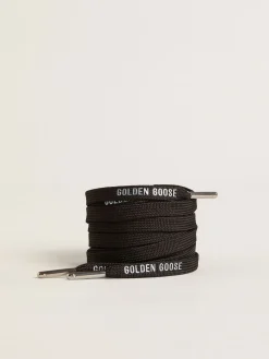 Best Golden Goose Cadarços de algodão preto com logo prateado em contraste Cor: preto