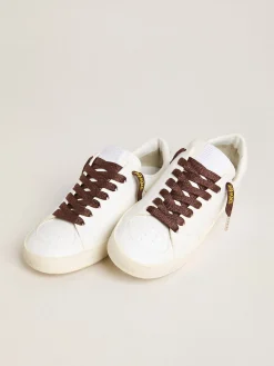 Sale Golden Goose Cadarços de glitter bordô com escrita amarela Somewhere Dreaming em contraste Cor: bordô