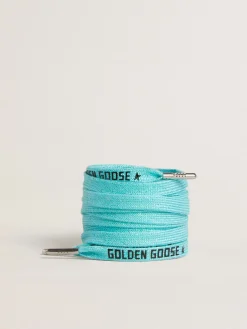 Discount Golden Goose Cadarços de lurex azul-claro com logo preto em contraste Cor: azul-claro