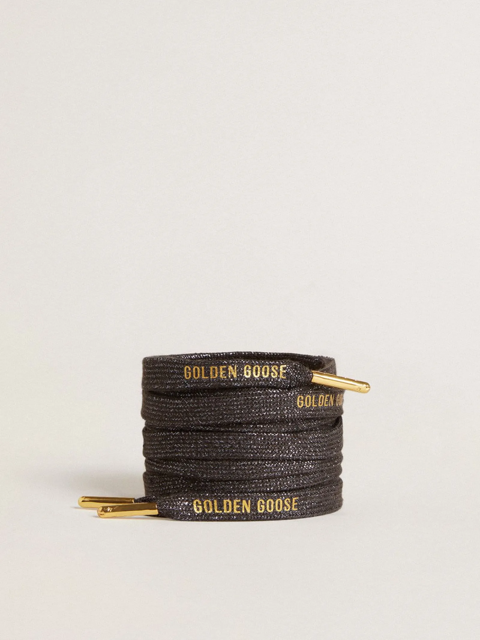 Cheap Golden Goose Cadarços de lurex cinza escuro com logo dourado em contraste Cor: cinza escuro
