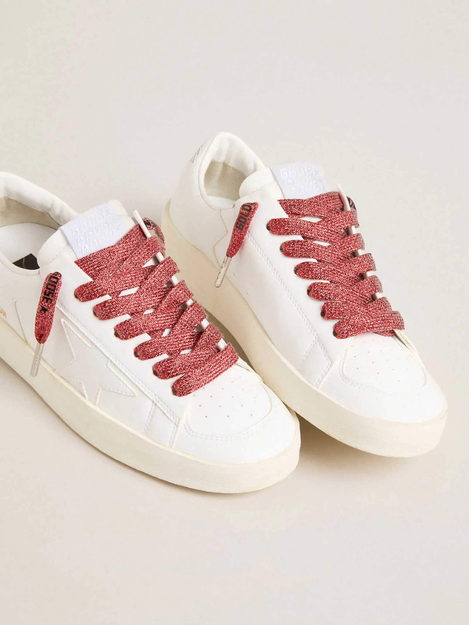 Cheap Golden Goose Cadarços de lurex vermelho com logo preto em contraste Cor: vermelho