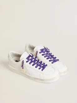 Sale Golden Goose Cadarços roxos com decorações e logo dourados em contraste Cor: roxo