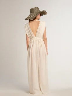 Shop Golden Goose Caftan de algodão jacquard branco usado Coleção Resort