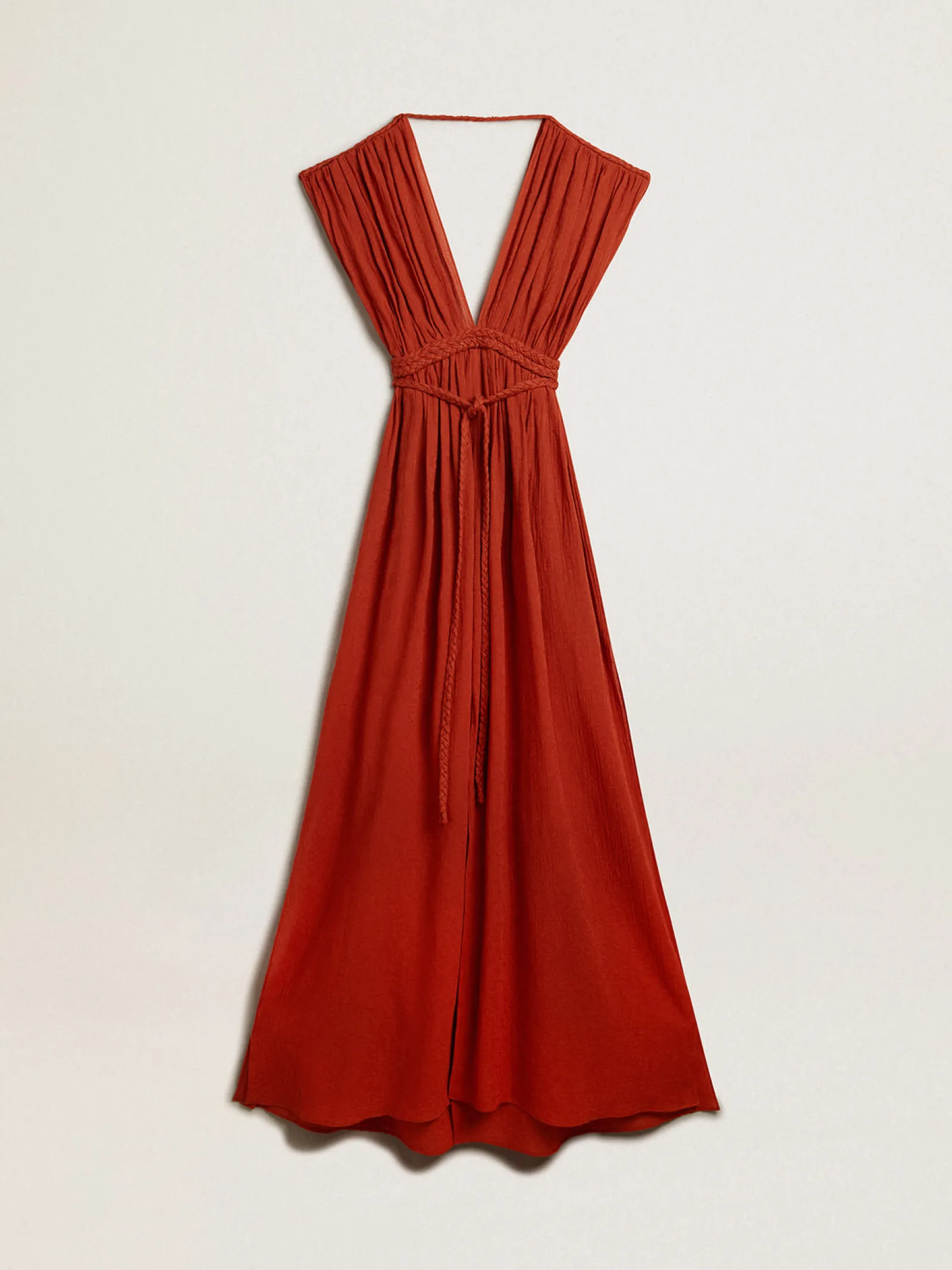 Hot Golden Goose Caftan de algodão jacquard vermelho coral Coleção Resort