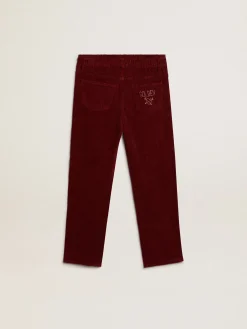 Store Golden Goose Calça bordô de algodão de perna larga Coleção Journey