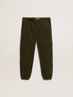 Cheap Golden Goose Calça cargo de algodão verde escuro Coleção Journey