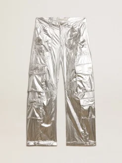 Flash Sale Golden Goose Calça cargo feminina de tecido técnico prateado Cor: prateado