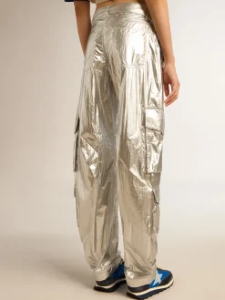 Flash Sale Golden Goose Calça cargo feminina de tecido técnico prateado Cor: prateado