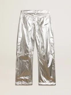 Flash Sale Golden Goose Calça cargo feminina de tecido técnico prateado Cor: prateado