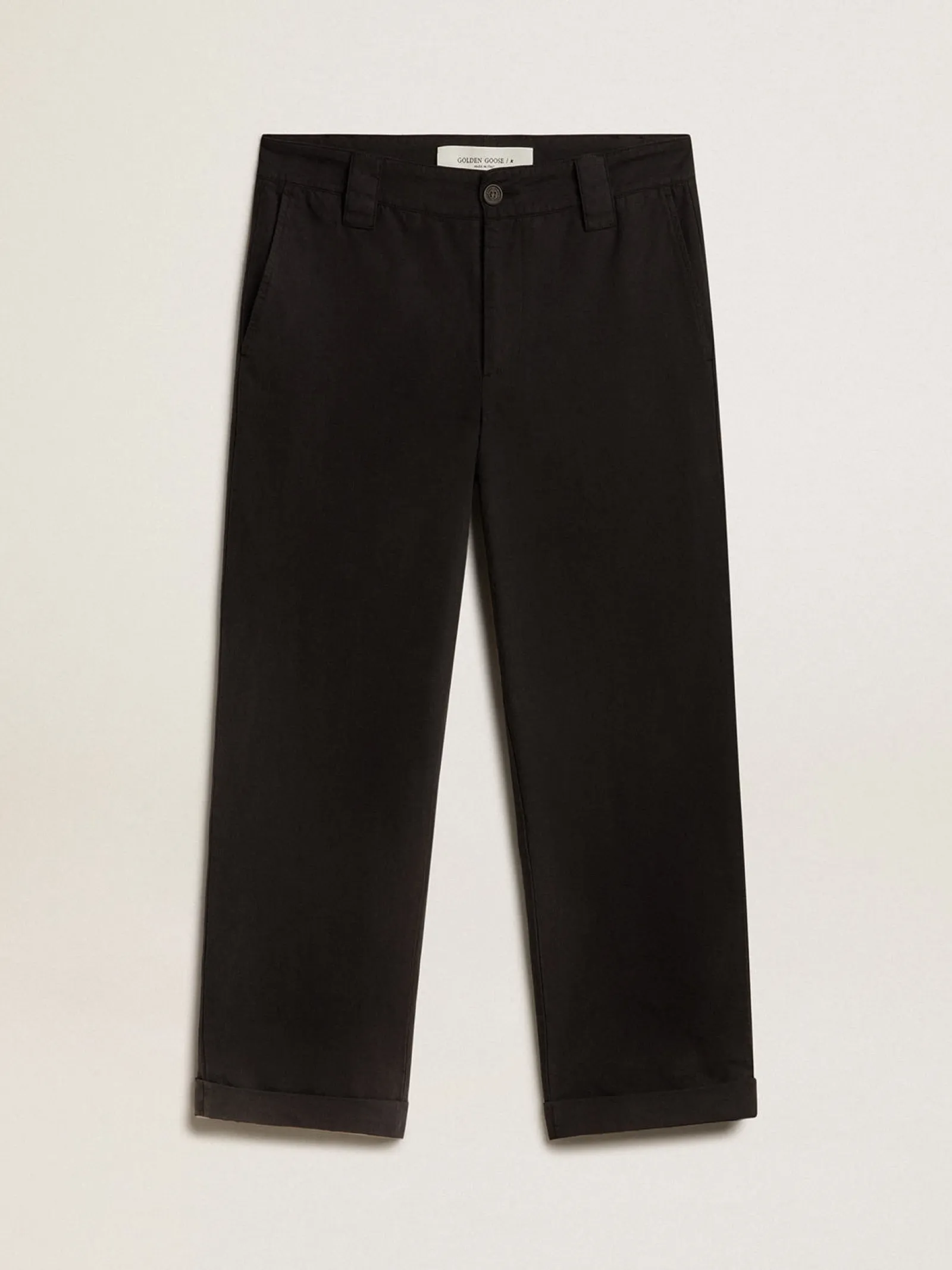 Flash Sale Golden Goose Calça chino de gabardine de algodão preto Coleção Resort