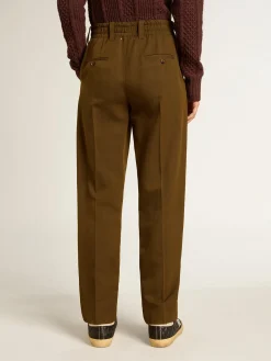 Best Sale Golden Goose Calça cor de faia misto lã e viscose Coleção Journey