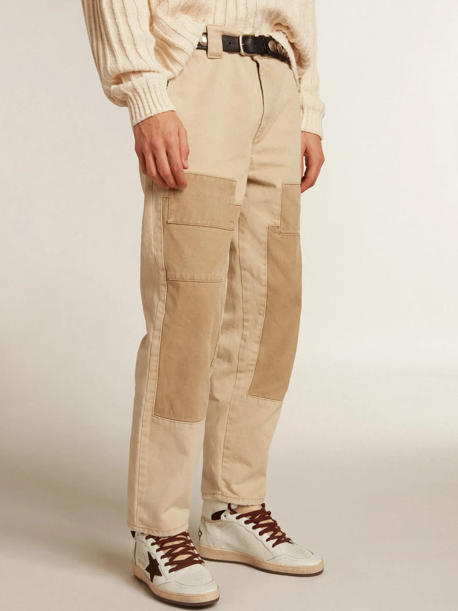 Cheap Golden Goose Calça de algodão de mescla bege Cor: bege