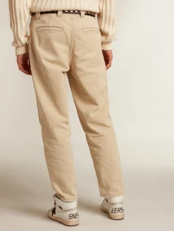 Cheap Golden Goose Calça de algodão de mescla bege Cor: bege