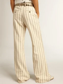 New Golden Goose Calça de algodão na cor creme com estampa jacquard Cor: creme