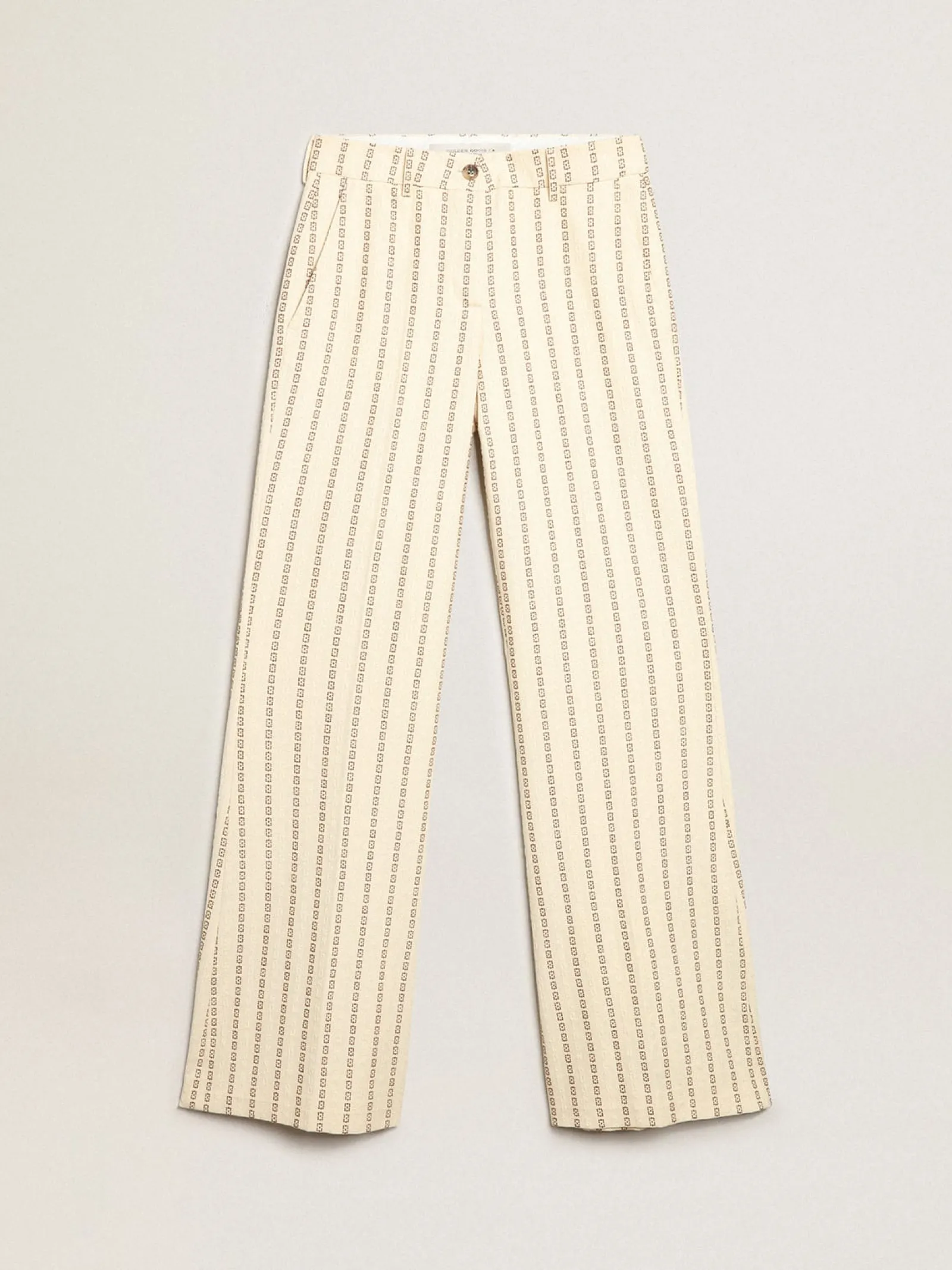 New Golden Goose Calça de algodão na cor creme com estampa jacquard Cor: creme