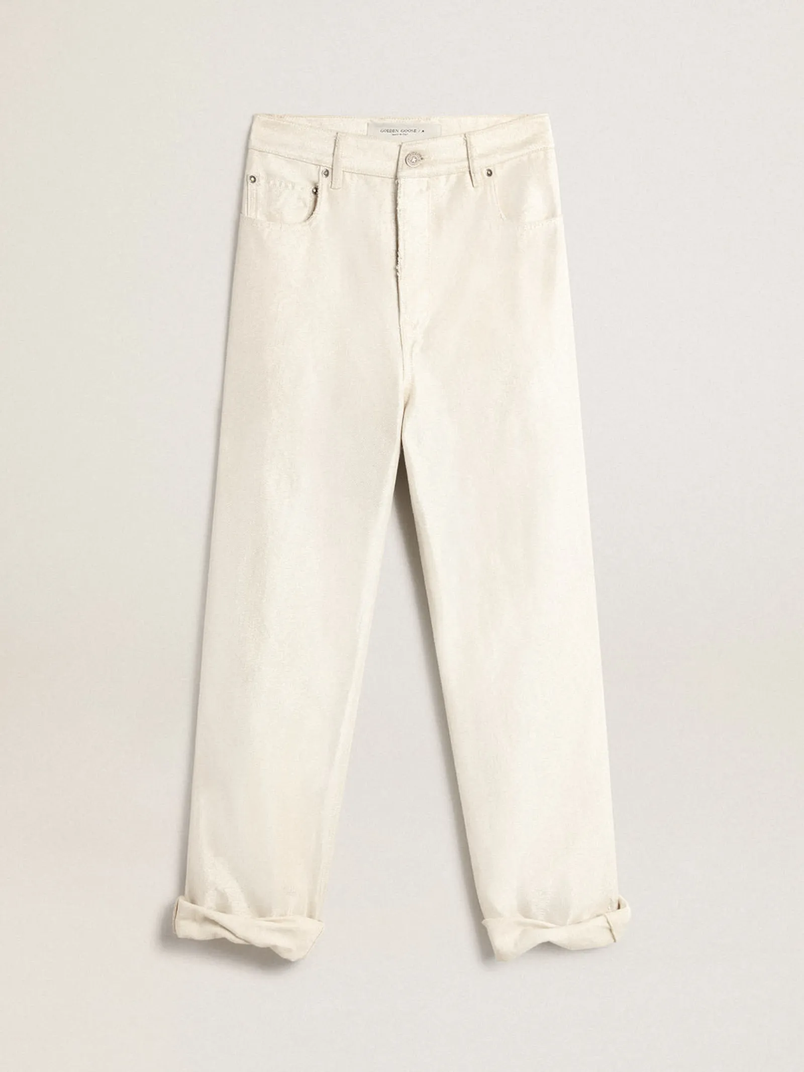Sale Golden Goose Calça de brim branco dourado Cor: branco dourado