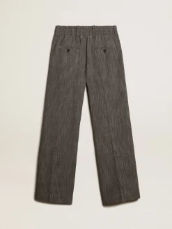 Sale Golden Goose Calça de cintura alta feminina em mistura de lã melange cinza Coleção Journey