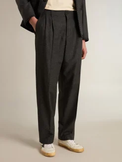 Flash Sale Golden Goose Calça de flanela de lã cinza escuro Coleção Journey