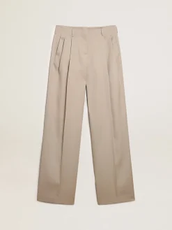 Outlet Golden Goose Calça de gabardine de lã cinza Coleção Journey