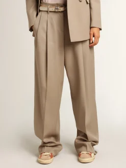 Outlet Golden Goose Calça de gabardine de lã cinza Coleção Journey