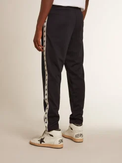 Online Golden Goose Calça de jogging azul-escura com fita e estrelas em contraste Star Collection