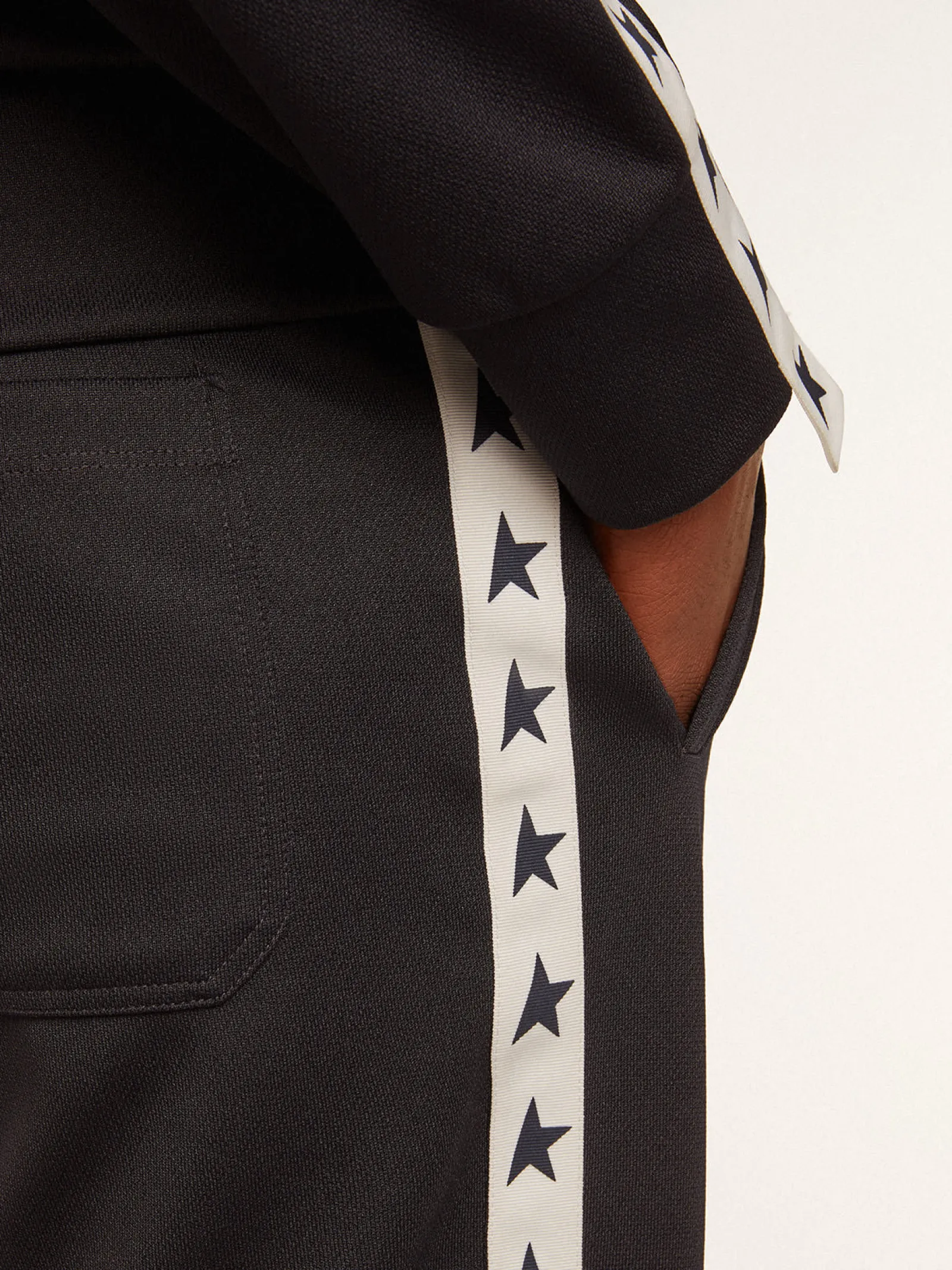 Online Golden Goose Calça de jogging azul-escura com fita e estrelas em contraste Star Collection