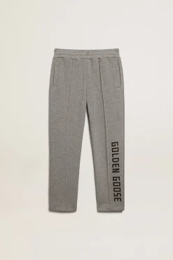 Fashion Golden Goose Calça de jogging cinza com logo estampado Cor: cinza