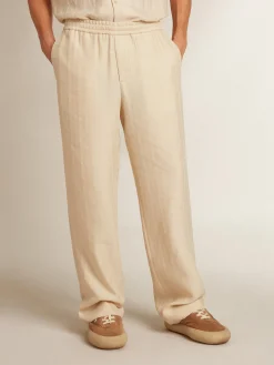 New Golden Goose Calça de jogging de linho cor de pergaminho Cor: pergaminho