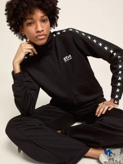 Discount Golden Goose Calça de jogging feminina preta com estrelas brancas nas laterais Star Collection