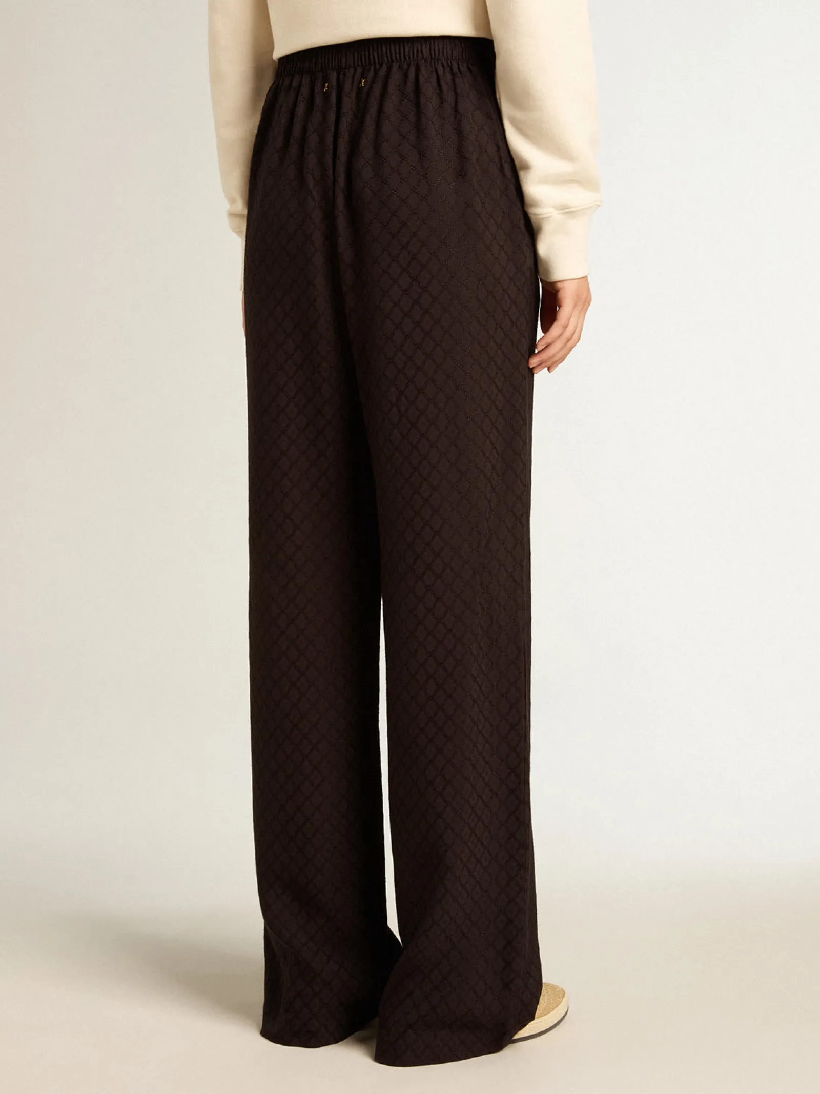 Hot Golden Goose Calça de jogging feminina de viscose preta Coleção Journey